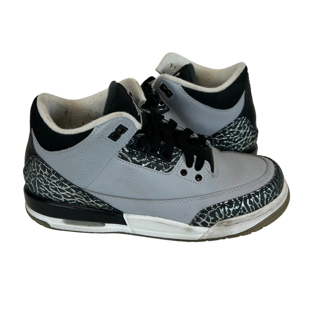 Jordan 3 Retro 398614-004 Wolf Grey Metallic Silver Boys 6.5Y